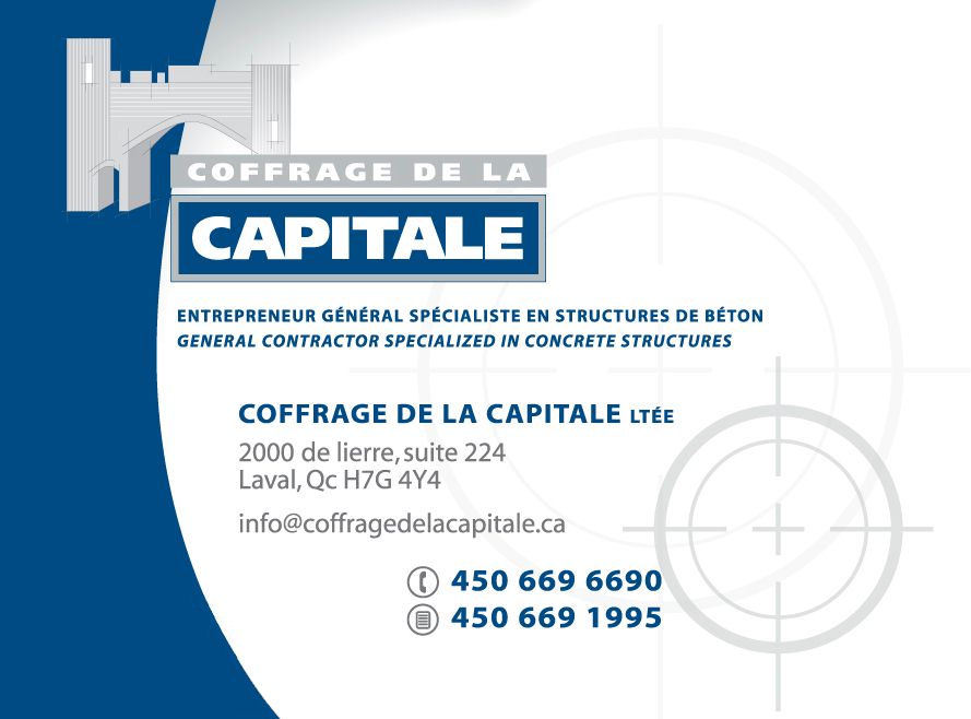 Coffrage de la Capitale - Entrepreneur général spécialiste en structures de béton - General Contractor specialized in concrete structures